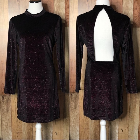 Melloday Sparkle Velvet Mini Dress sz L - Picture 1 of 6